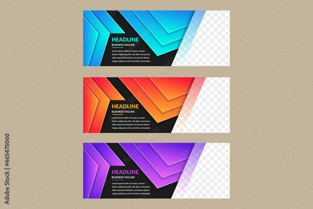Aufkleber template set of web banners standard size with a place for images or photo. design abstract geometri