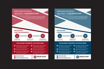 Red and blue geometric flyer cover business brochure vector design, Leaflet advertising abstract background, Modern poster magazine layout template, Annual report for presentation. space for photo. 