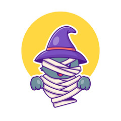 Cute mummy cat happy halloween with cartoon illustrations