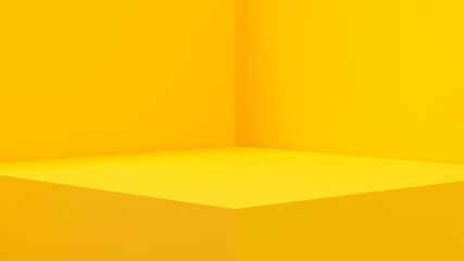 Yellow background podium for product. 3d illustration.