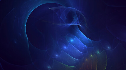 3D rendering abstract multicolor fractal light background