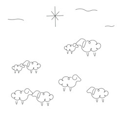 Christmas background line drawing vector illustration