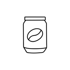 Coffee cans icon in flat black line style, isolated on white 