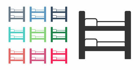 Black Bunk bed icon isolated on white background. Set icons colorful. Vector