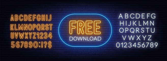 Naklejka premium Free download neon sign on brick wall background