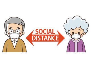 距離をとる高齢者　ソーシャルディスタンス