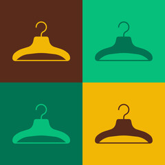 Pop art Hanger wardrobe icon isolated on color background. Cloakroom icon. Clothes service symbol. Laundry hanger sign. Vector
