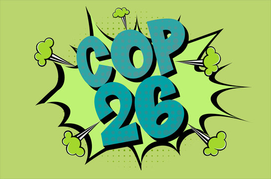 COP 26 Glasgow 2021 Comic Explosion Vector Illustration - International Climate Summit