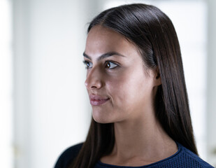 Young beautiful woman portrait close up , quality photo 