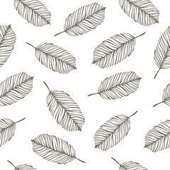 Seamless pattern with hand drawn leaves. - 465480248
