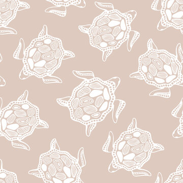 Seamless pattern with sea turtles.