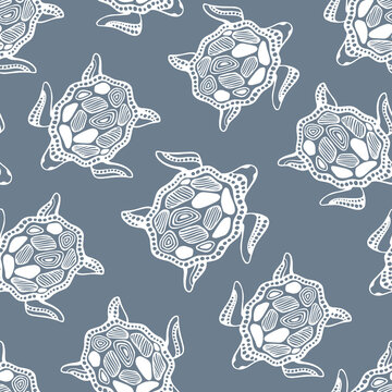Seamless pattern with sea turtles.