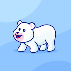 Cute baby polar bear in winter season