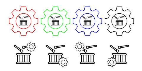 Drum music usa flag vector icon in gear set illustration for ui and ux, website or mobile application