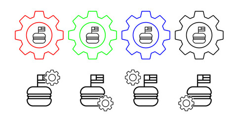 Fast food burger usa flag vector icon in gear set illustration for ui and ux, website or mobile application