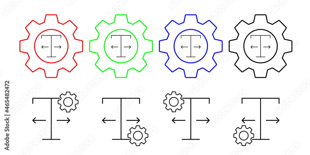 Poster format, text, width vector icon in gear set illustration for ui and ux, website or mobile applicatio
