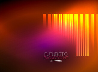 Bright neon color techno abstract background, shiny glowing neon lines in the dark background