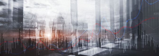 Fototapeta premium Analytics Banner. Finance Banking Business and Investment concept