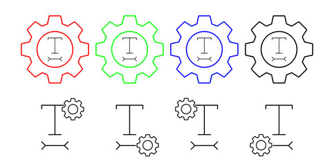 Format, horizontal, scale, text vector icon in gear set illustration for ui and ux, website or mobile application