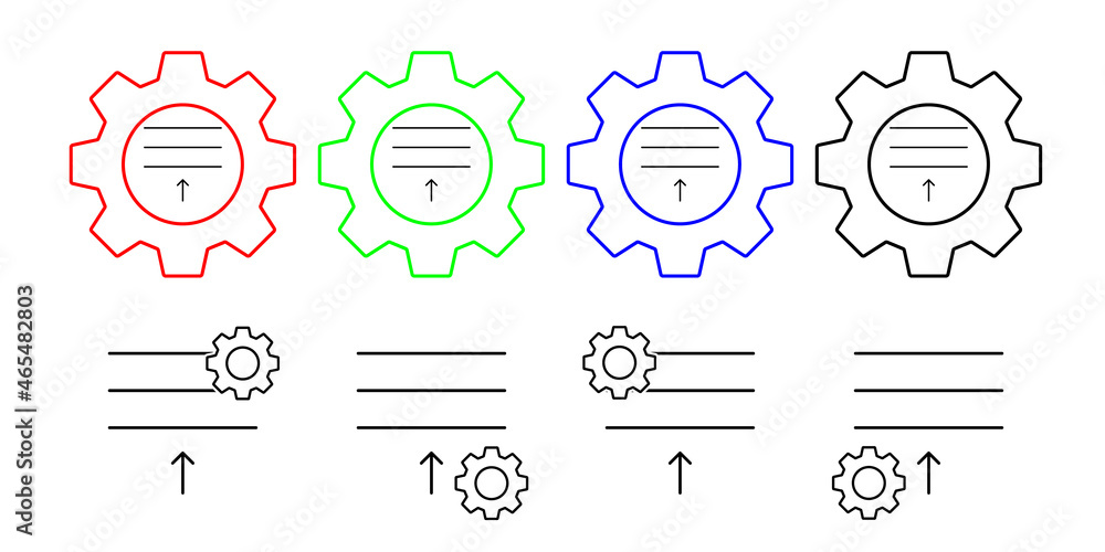 Poster format, text vector icon in gear set illustration for ui and ux, website or mobile application