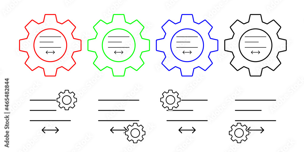 Poster align, format, text vector icon in gear set illustration for ui and ux, website or mobile applicatio
