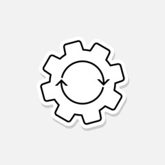 Gear sticker icon isolated on white background