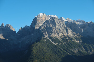 Autumn in the mountains of Italy. Autumn in the Italian Alps. Alps aerial view. Mountains in Europe...
