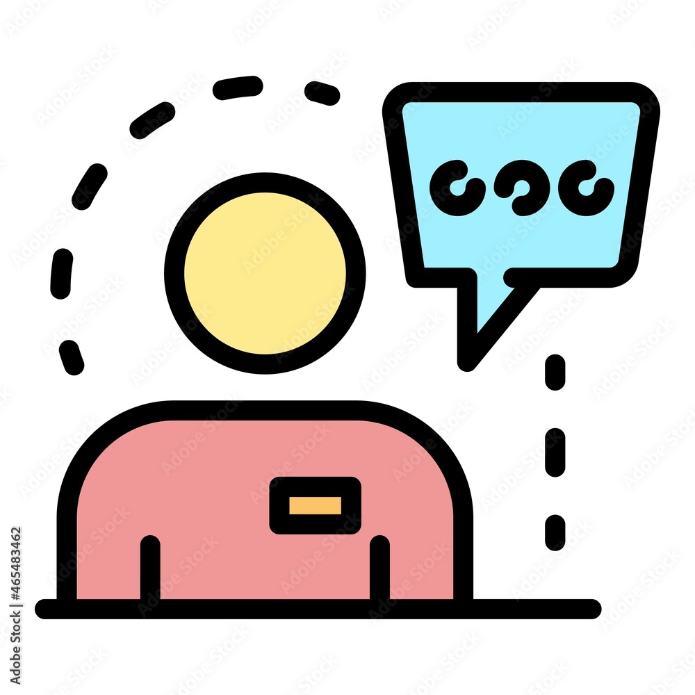 Poster a man with a badge icon. outline a man with a badge vector icon color flat isolated