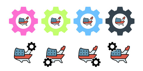 Map usa flag vector icon in gear set illustration for ui and ux, website or mobile application