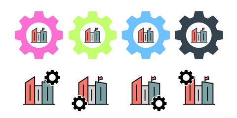 Construction buildings usa vector icon in gear set illustration for ui and ux, website or mobile application