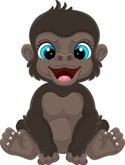 Cartoon cute baby gorilla sitting © tigatelu