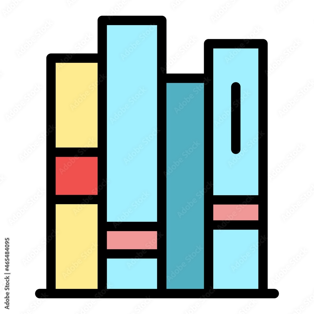 Wall mural books on the shelf icon. outline books on the shelf vector icon color flat isolated - Wall murals