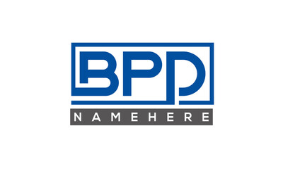BPD Letters Logo With Rectangle Logo Vector