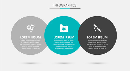 Set Medical health record folder, Medicine pill tablet and Pipette. Business infographic template. Vector