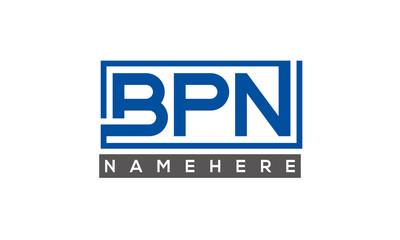 BPN Letters Logo With Rectangle Logo Vector