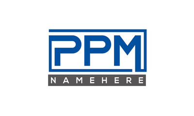PPM Letters Logo With Rectangle Logo Vector