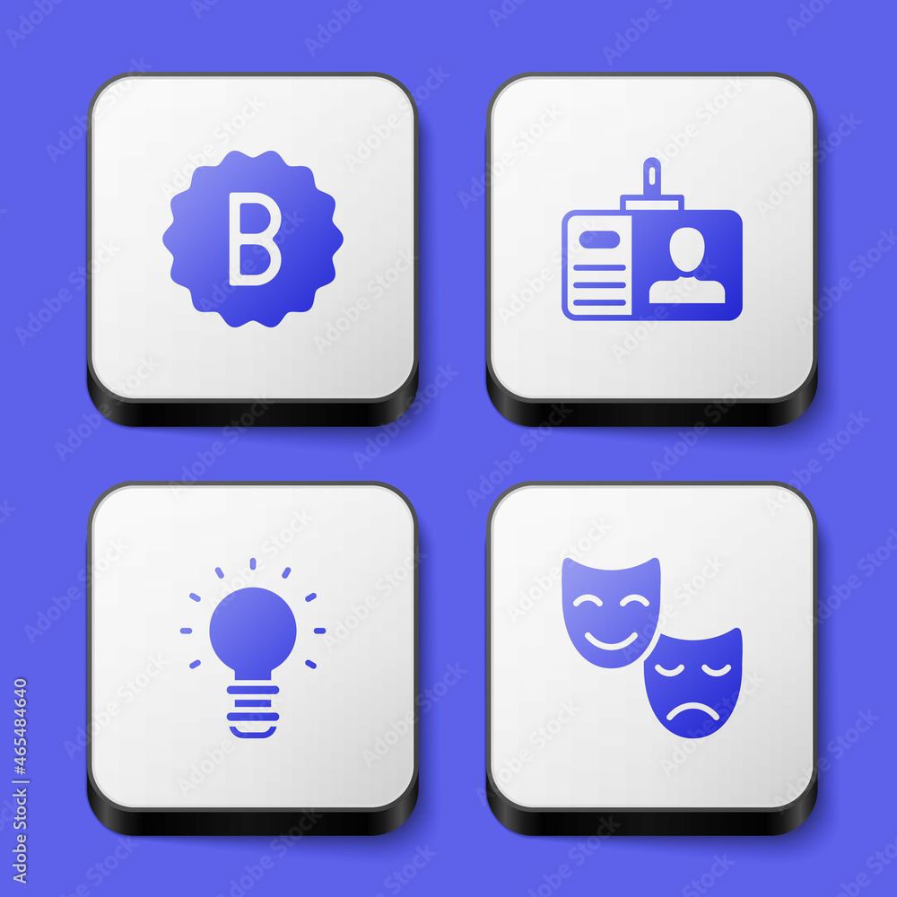 Poster set exam paper with incorrect answers, identification badge, creative lamp light idea and comedy and
