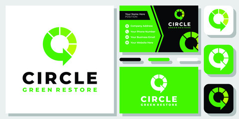 Circle Recycling Eco Green Arrow Friendly Environment logo design inspiration with Layout Template Business Card