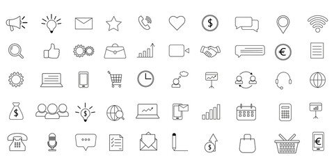 Marketing symbol set. Marketing line icons set.