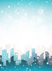 Fototapeta na wymiar Winter city skyline landscape, town buildings in different times, and urban cityscape town sky. Daytime cityscape. Architecture silhouette downtown background. Flat design for flyers, cards