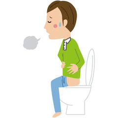 ポップな男性　トイレ　おなかの調子が悪い
