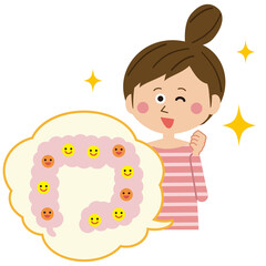 ポップな女性　腸内環境良い　上半身