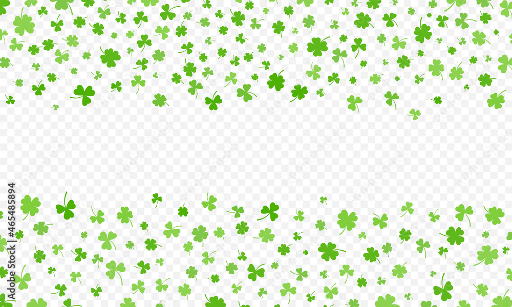 Poster shamrock or green clover leaves pattern background flat design vector illustration isolated on trans