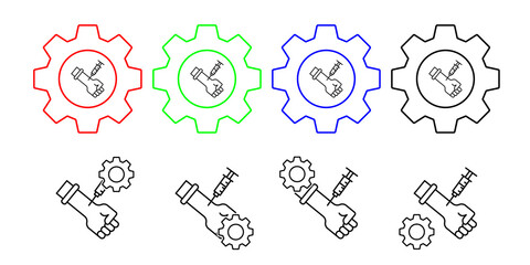 Brain, marijuana, addictions vector icon in gear set illustration for ui and ux, website or mobile application