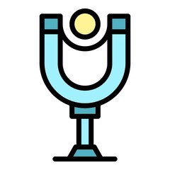 Ball and magnet icon. Outline ball and magnet vector icon color flat isolated