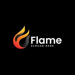 Vector Logo Illustration Flame Gradient Colorful Style.