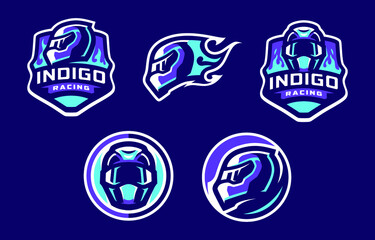 Indigo racing sport logo set