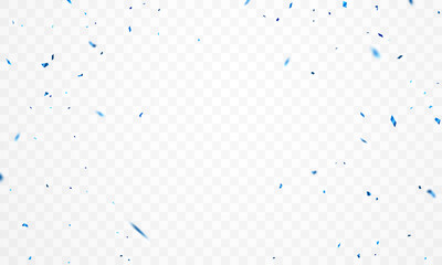 Template for celebration background with confetti and blue ribbon.