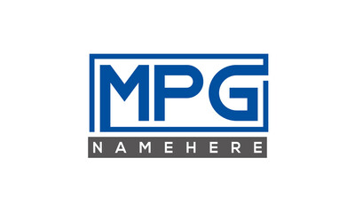 MPG Letters Logo With Rectangle Logo Vector 