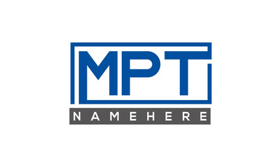 MPT Letters Logo With Rectangle Logo Vector 
